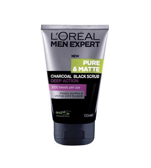 Loreal Men Expert Pure and Matte Charcoal Black Scrub 100ml